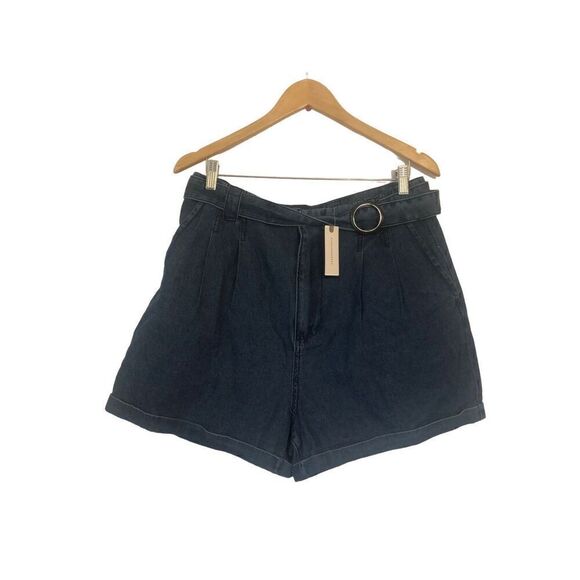 Brand New Anthropologie Avec Les Filles Belted Pleated Denim Shorts Size 14 - Picture 4 of 14